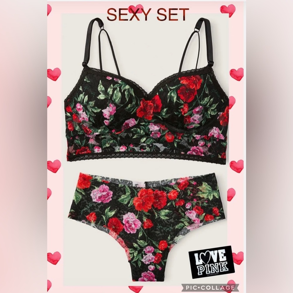 Victoria's Secret Pink Lace Push up Bra  VS
38B 38C 38D & More & Panty Set XI 2X